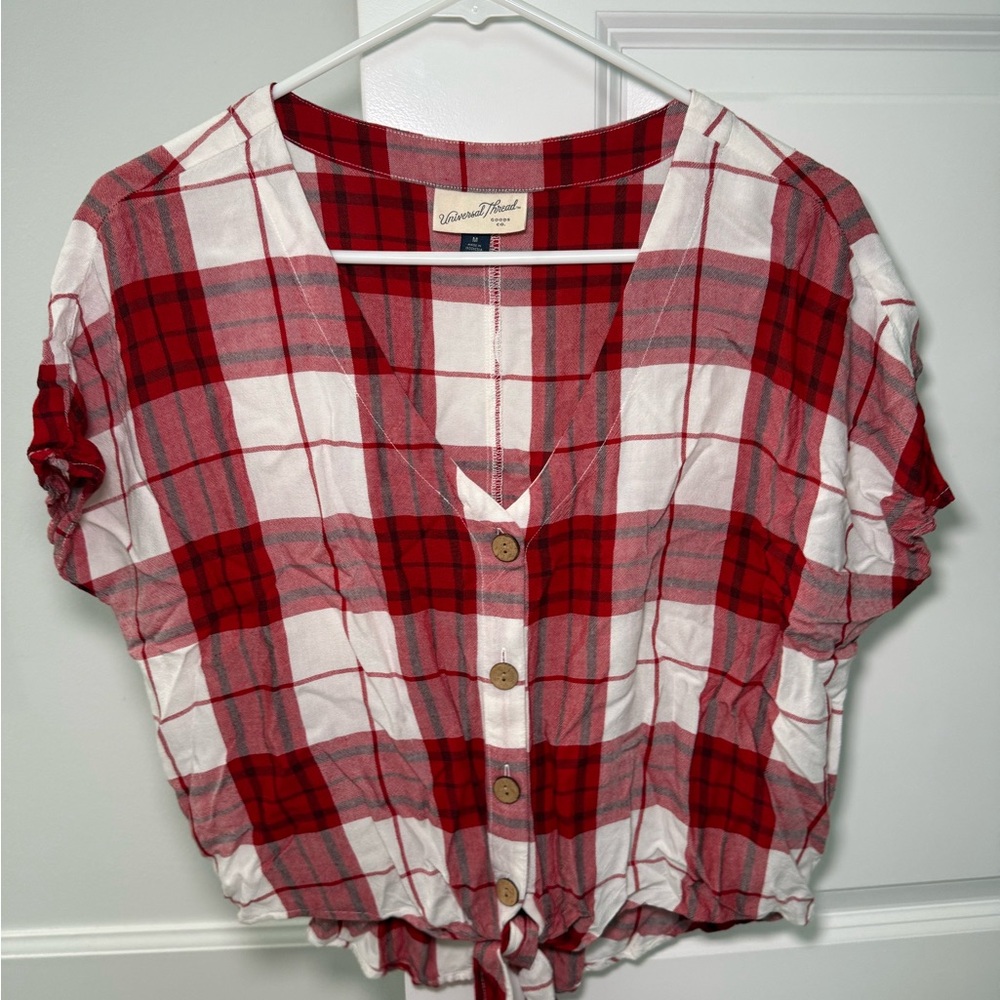 Universal Thread Red and White Plaid Blouse